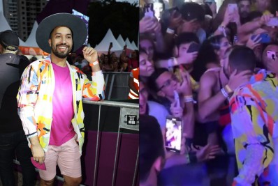 Vídeo! Em show de Anitta, Gil do Vigor desce do palco e dá beijão em homem da plateia