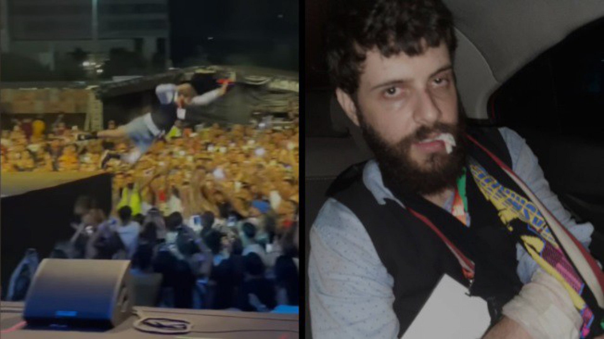 Diego Defante se machuca após pular do palco e ninguém o segurar - reprodução