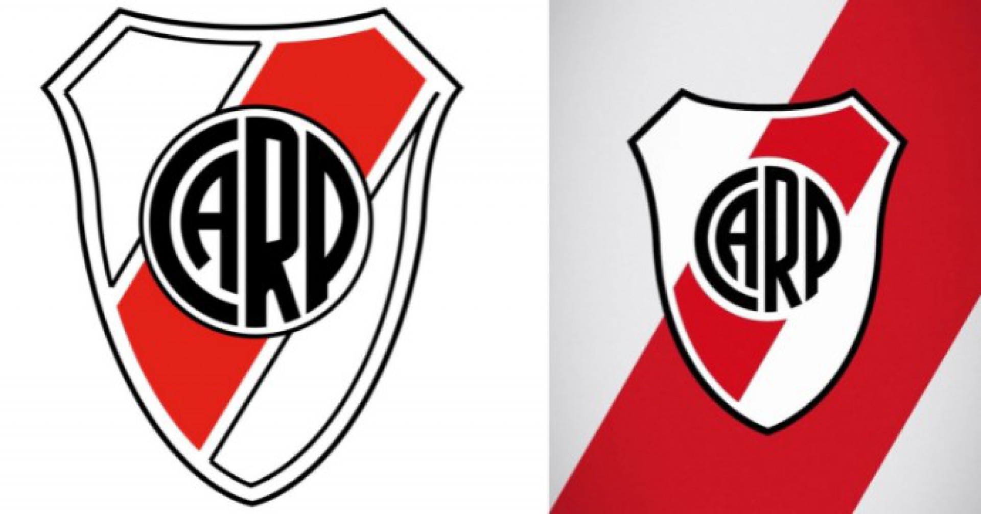 Diferen&ccedil;as entre o escudo antigo e o novo (a esquerda) do River Plate - Reprodu&ccedil;&atilde;o