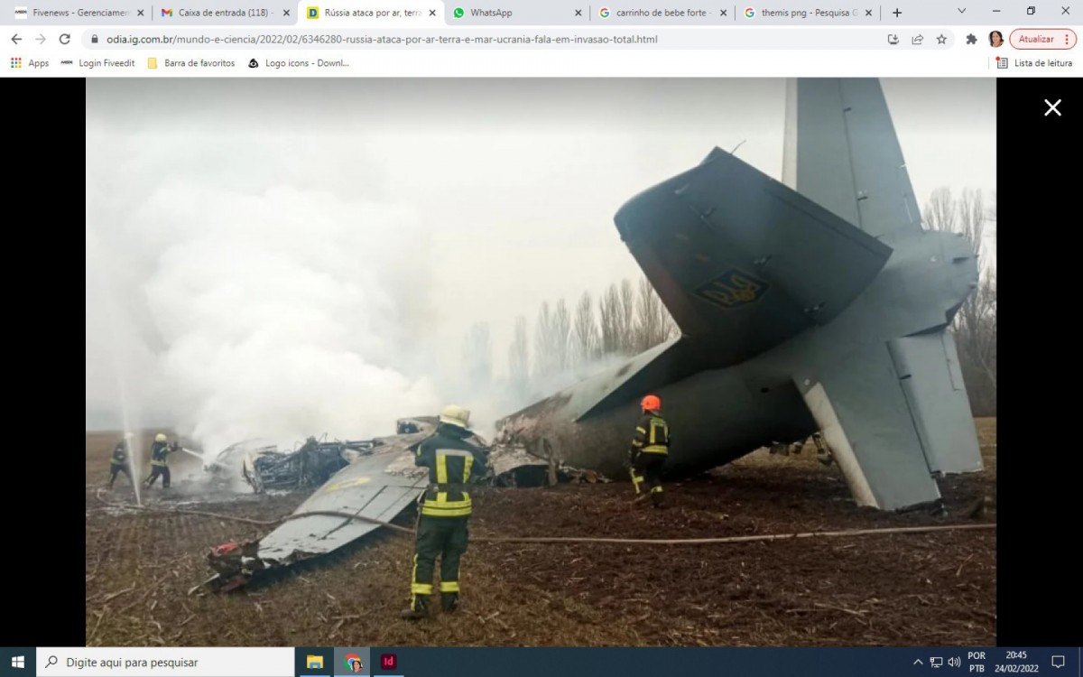 Avi&atilde;o militar ucraniano caiu perto de Kiev, capital da Ucr&acirc;nia, com 14 pessoas a bordo
