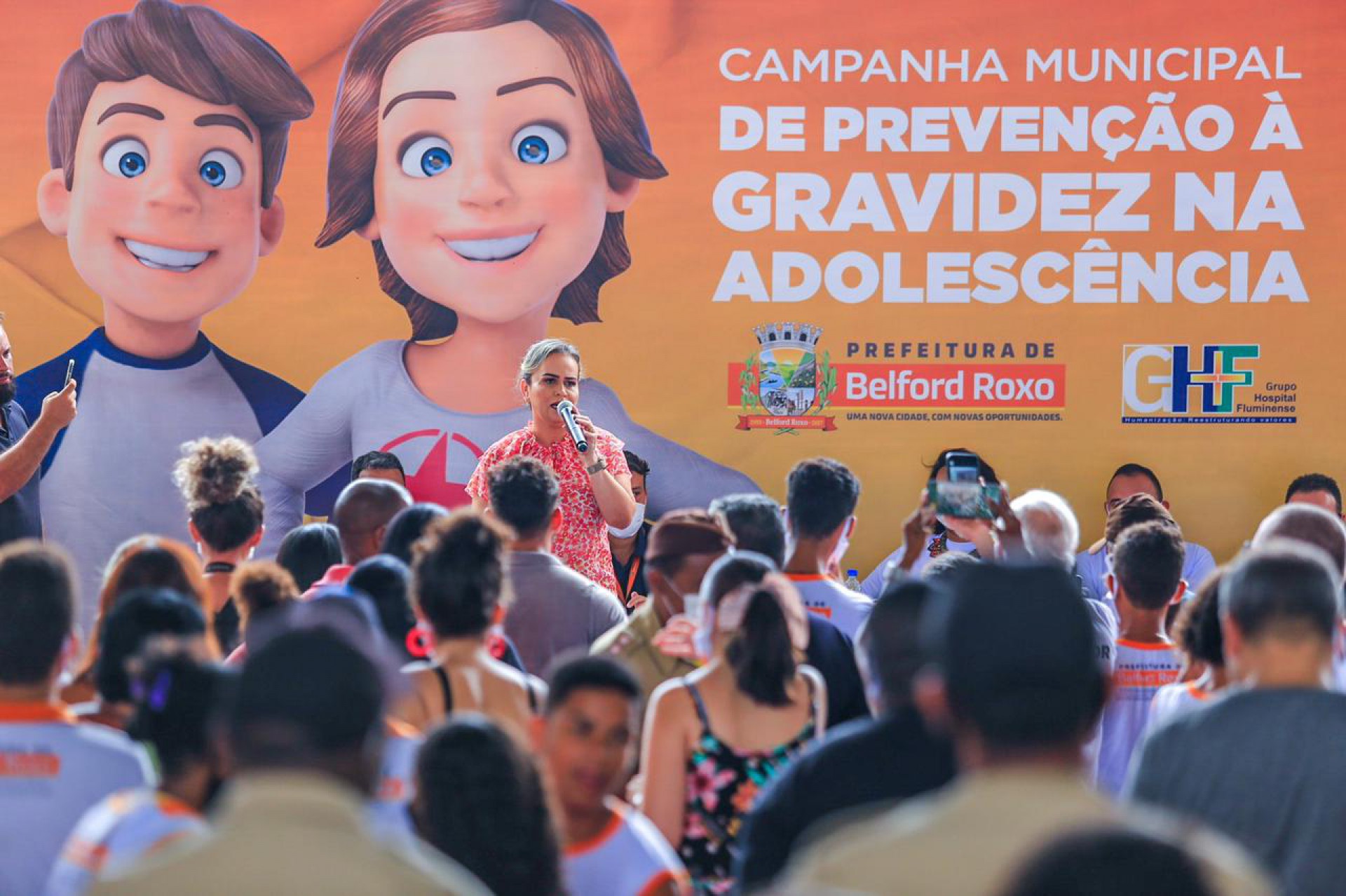 A deputada Daniela do Waguinho discursou para os alunos e abordou a import&acirc;ncia do trabalho de conscientiza&ccedil;&atilde;o com os adolescentes - Rafael Barreto / PMBR