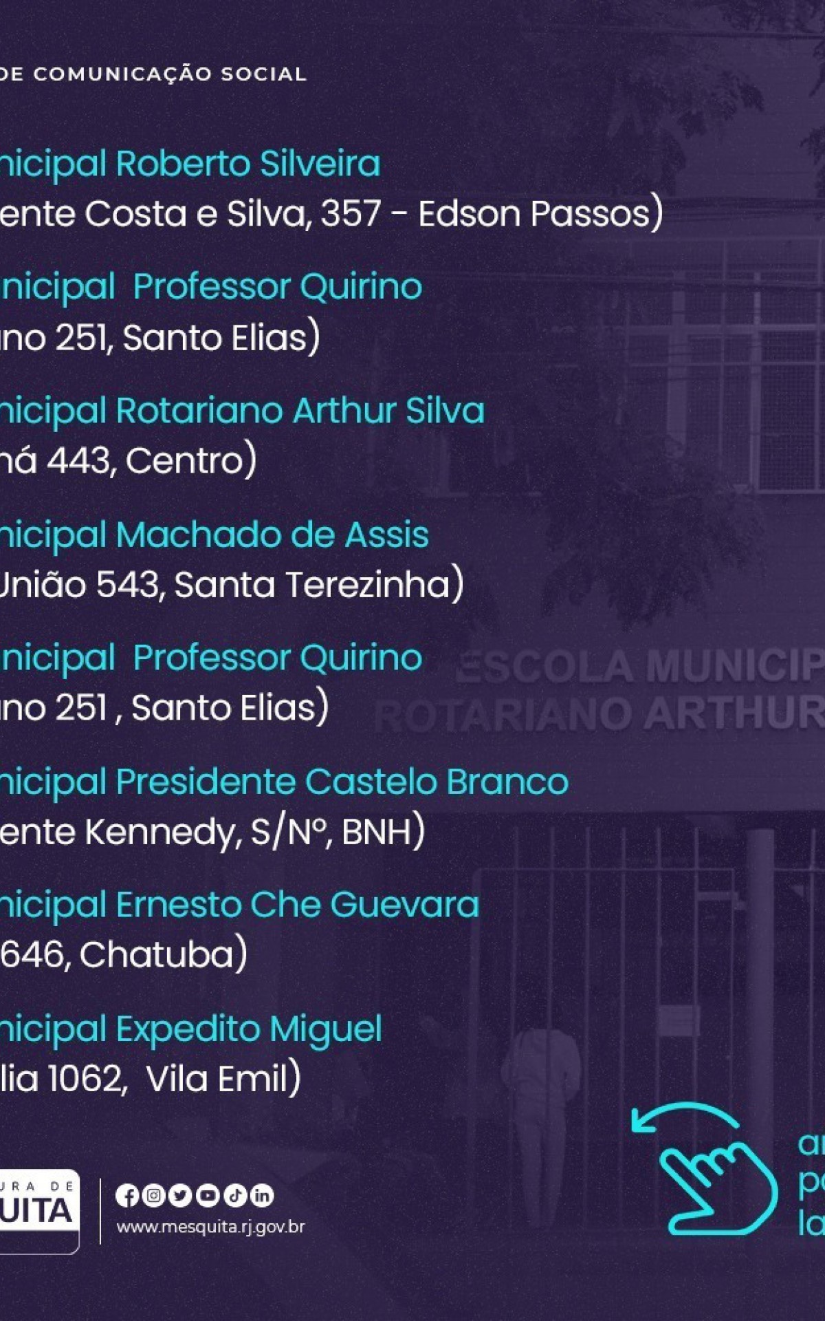 Para mais informa&ccedil;&otilde;es, compare&ccedil;a &agrave; escola de sua escolha, levando os documentos necess&aacute;rios