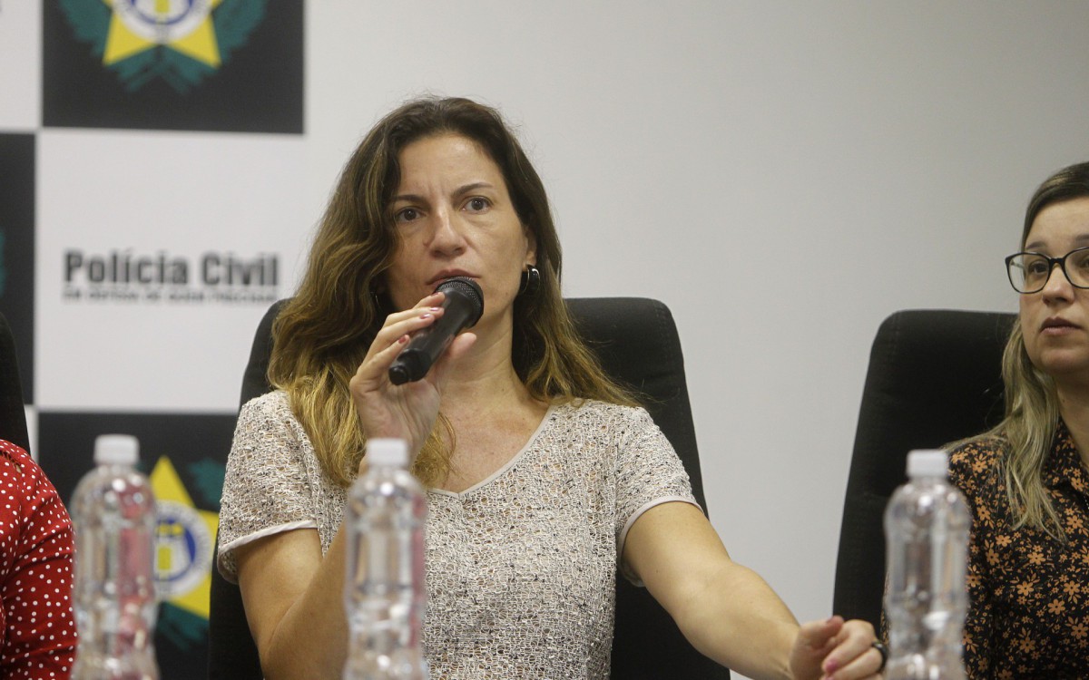 Policia - Coletiva de imprensa na Cidade da Policia sobre a opera&ccedil;ao resguardo, no Jacare, zona norte do Rio, na manha de hoje. Na foto, Delegada Barbara Lomba - Reginaldo Pimenta / Agencia O Dia