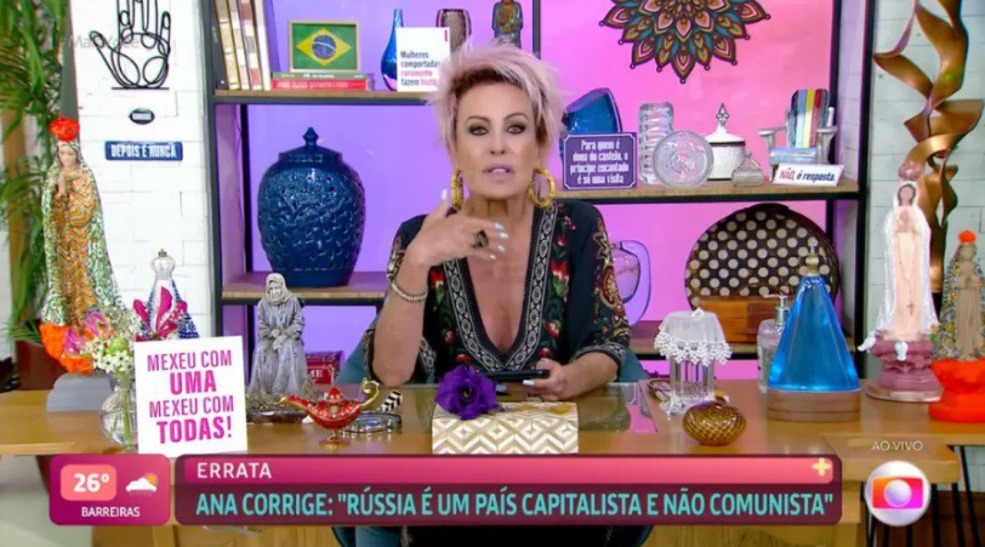 Ana Maria Braga se corrige após dizer que a Rússia é um país comunista - Reprodução