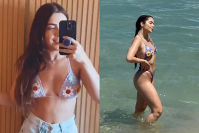 Jade Picon veste biquíni de crochê em gravação para o 'Fantástico': 'Virou tendência'