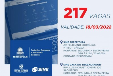 Programa ‘Emprega Terê’ divulga 217 vagas de emprego no SINE Teresópolis