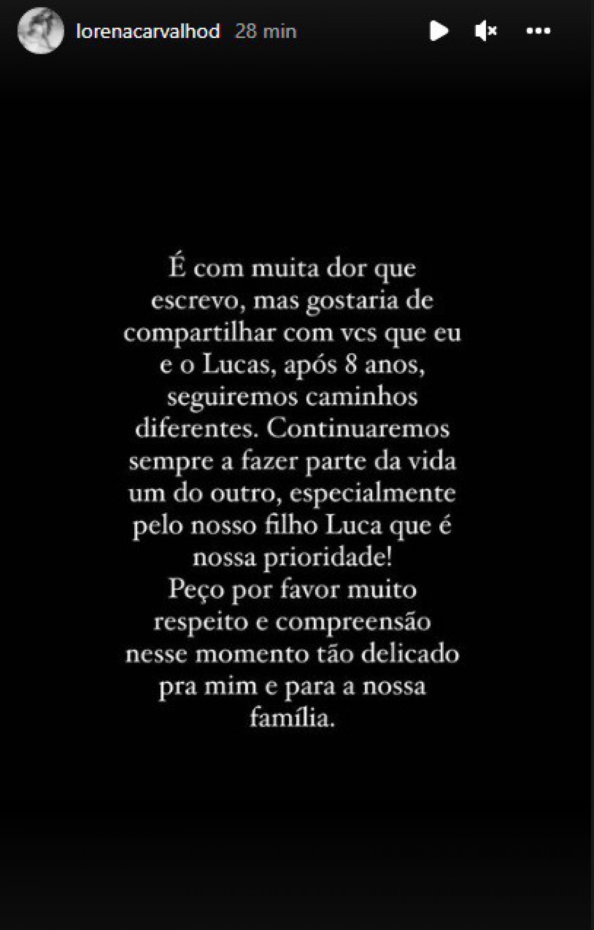 Lorena Carvalho fala sobre separação do cantor  - Reprodução/Instagram