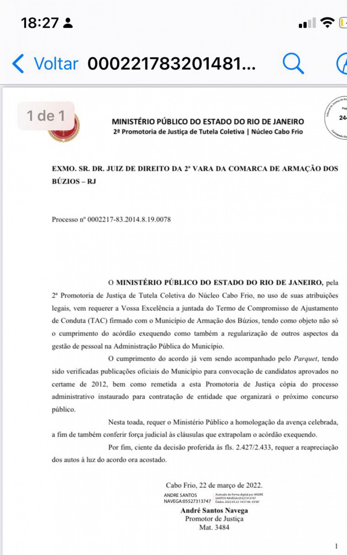 Parecer do MP de Cabo Frio 