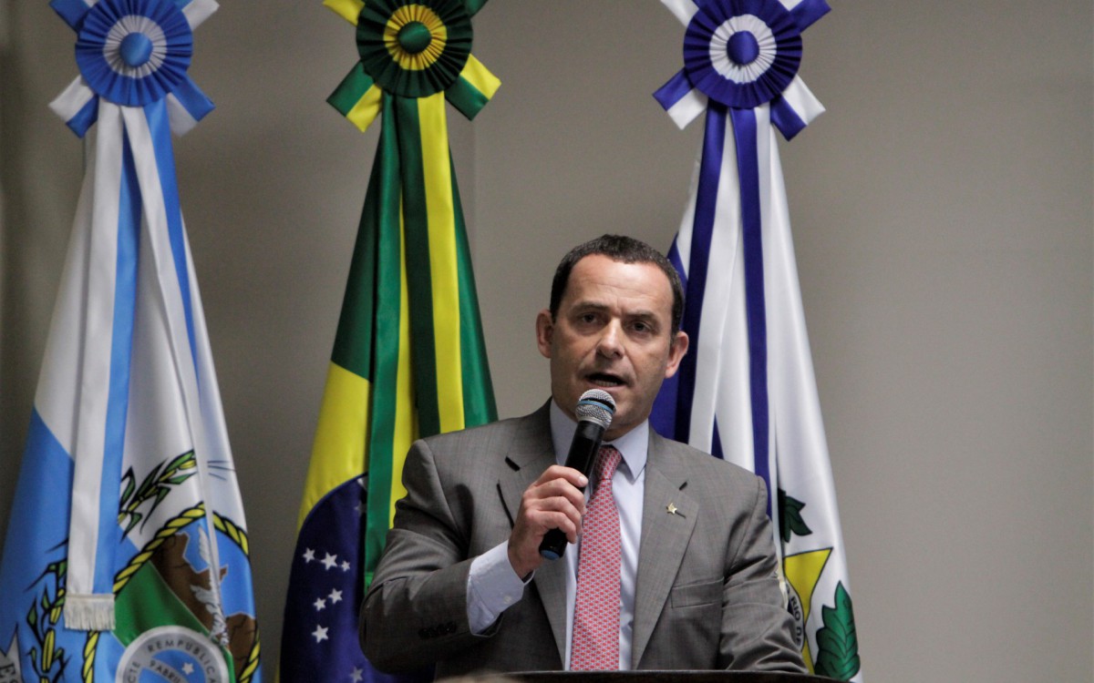 Governador Claudio Castro Inaugura a Agencia Central de Inteligencia da Policia Civil, nesta quinta feira (24), na foto Sec. de Policia Civil Allan Turnowski.  - Marcos Porto/Agencia O Dia