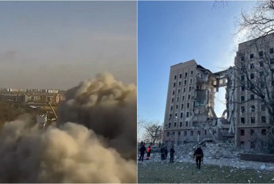 Guerra na Ucrânia: vídeo mostra momento em que prédio em Mykolaiv é atingido