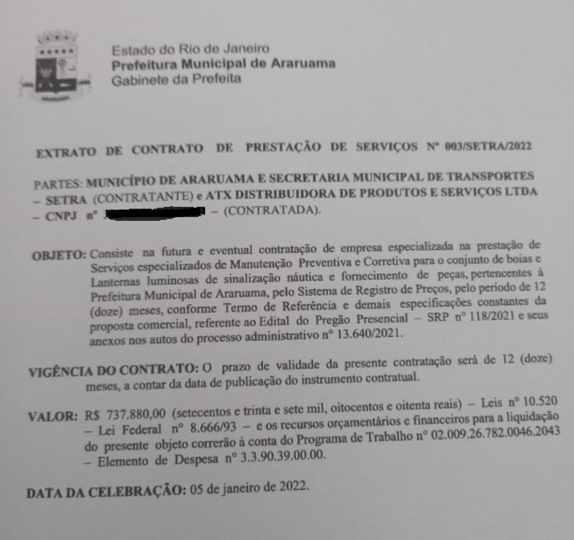Empresário denuncia fraude em licitação da Prefeitura de Araruama para manutenção de boias na lagoa
 - Print/ doc - Luiz Felipe Rodrigues (RC24h)