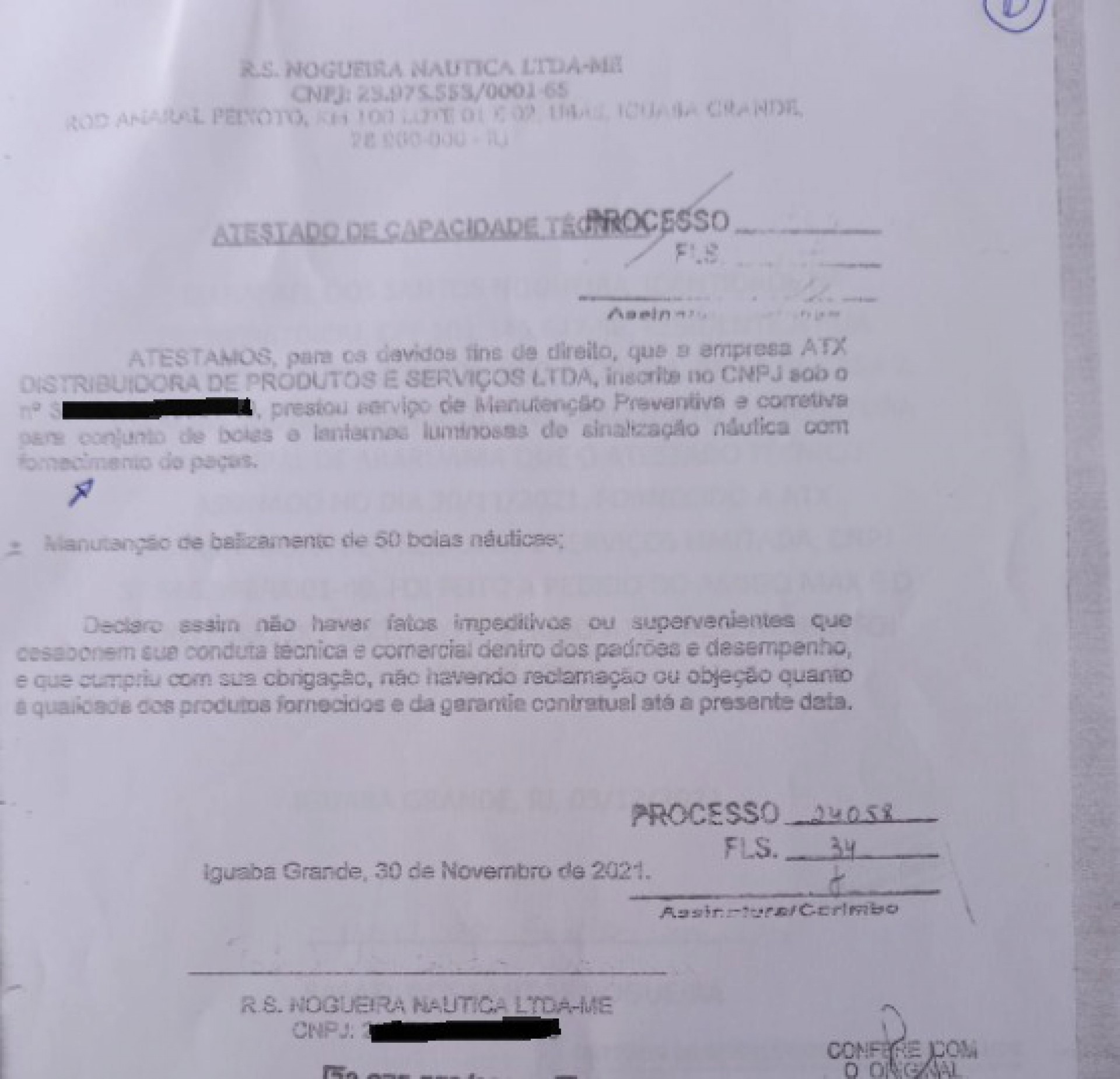 Empres&aacute;rio denuncia fraude em licita&ccedil;&atilde;o da Prefeitura de Araruama para manuten&ccedil;&atilde;o de boias na lagoa  - Print/ doc - Luiz Felipe Rodrigues (RC24h)