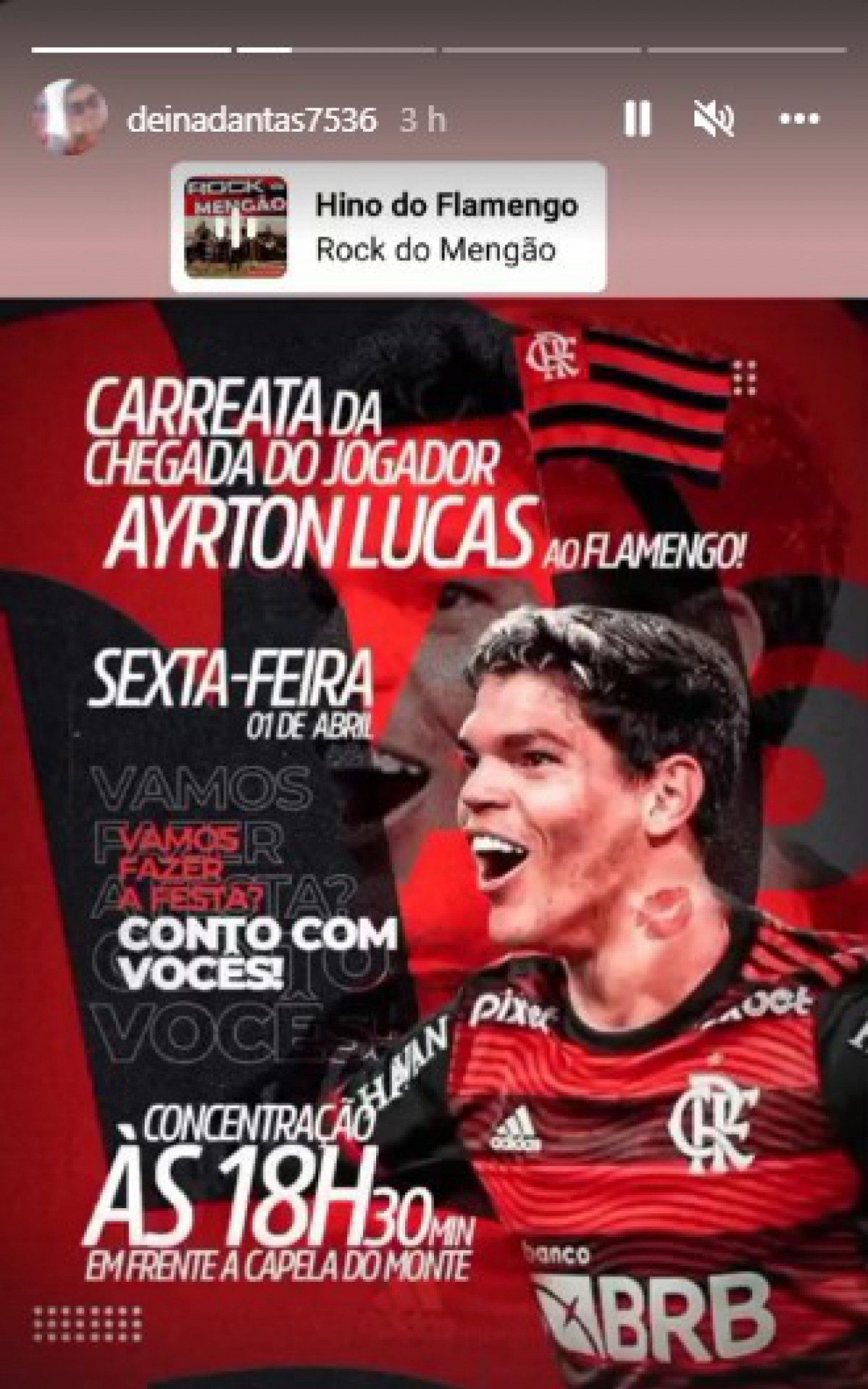M&atilde;e de Ayrton Lucas convoca os torcedores para uma carreata para receber o atleta
