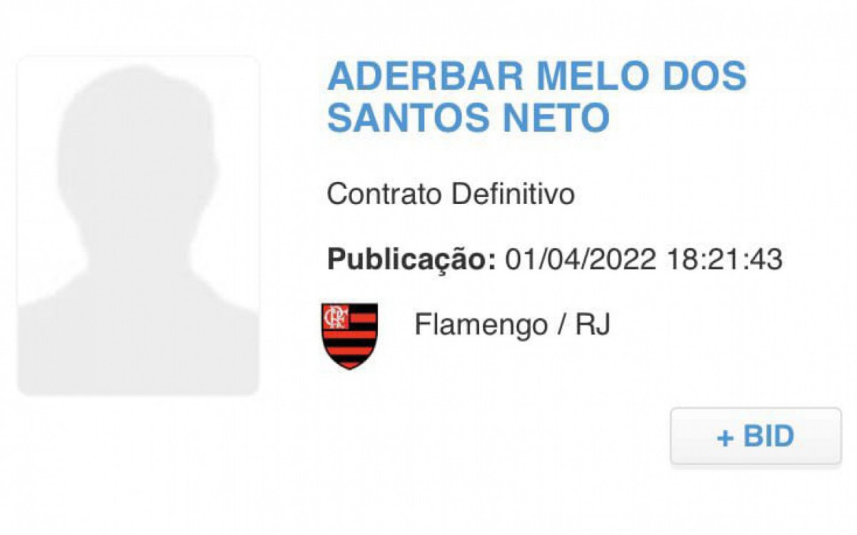 Santos é registrado no Boletim Informativo Diário (BID) da Confederação Brasileira de Futebol (CBF)
