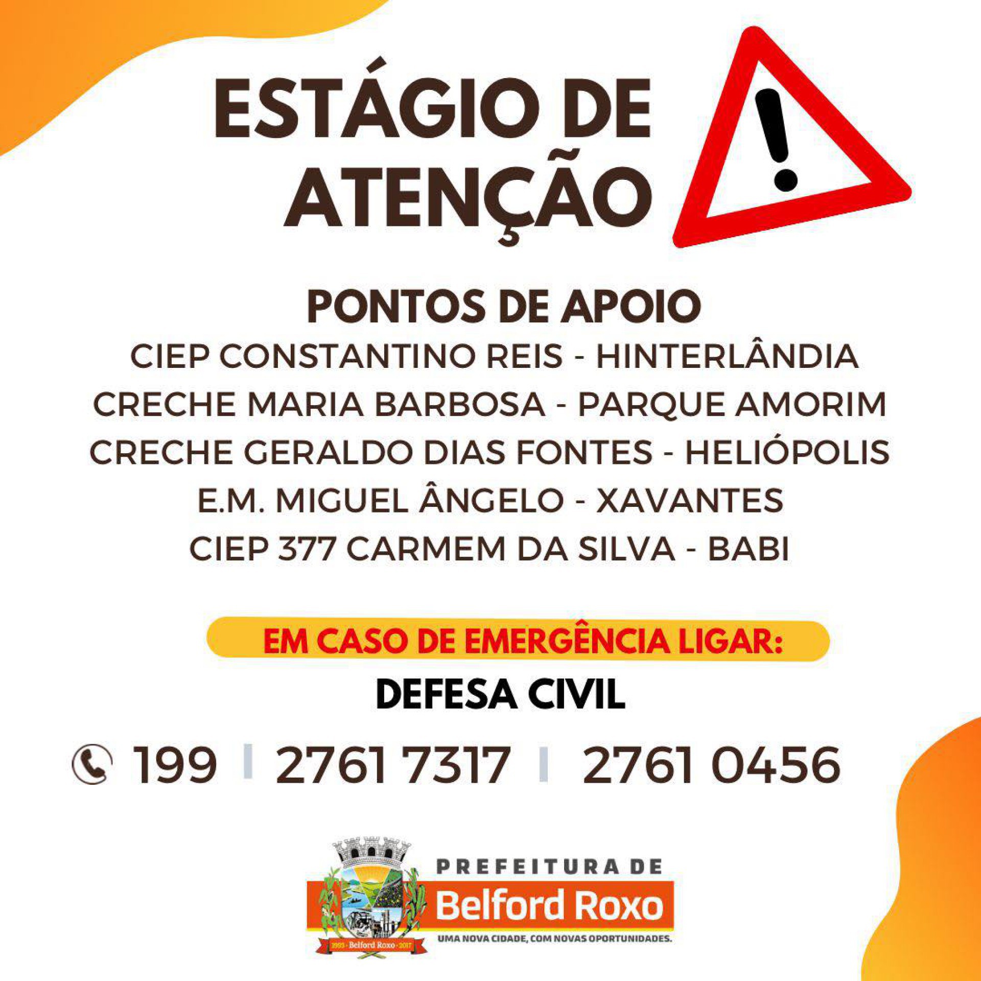 Em caso de urg&ecirc;ncia, os moradores podem ligar para a Defesa Civil pelos telefones: 199 / (21) 2761-7317 e 2761-0456 - Divulga&ccedil;&atilde;o / PMBR
