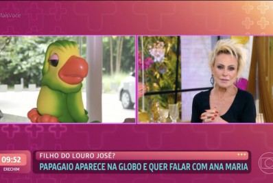 Ana Maria Braga se emociona com papagaio que diz ser filho de Louro José