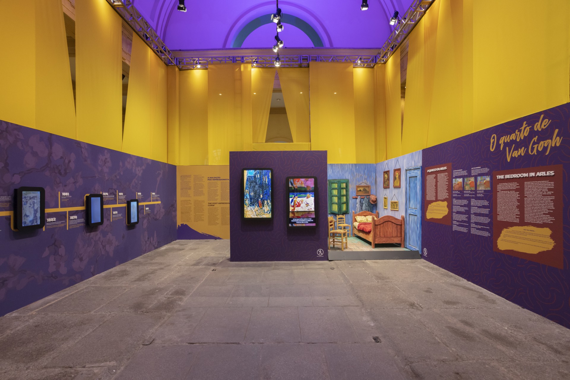 Os visitantes ter&atilde;o a oportunidade de aprofundarem-se na hist&oacute;ria do artista em textos explicativos e uma linha do tempo da vida de Van Gogh - Gabi Carrera / Divulga&ccedil;&atilde;o