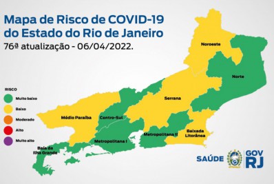 Mapa de risco Covid-19: Estado do Rio de Janeiro permanece em bandeira verde pela quinta semana consecutiva