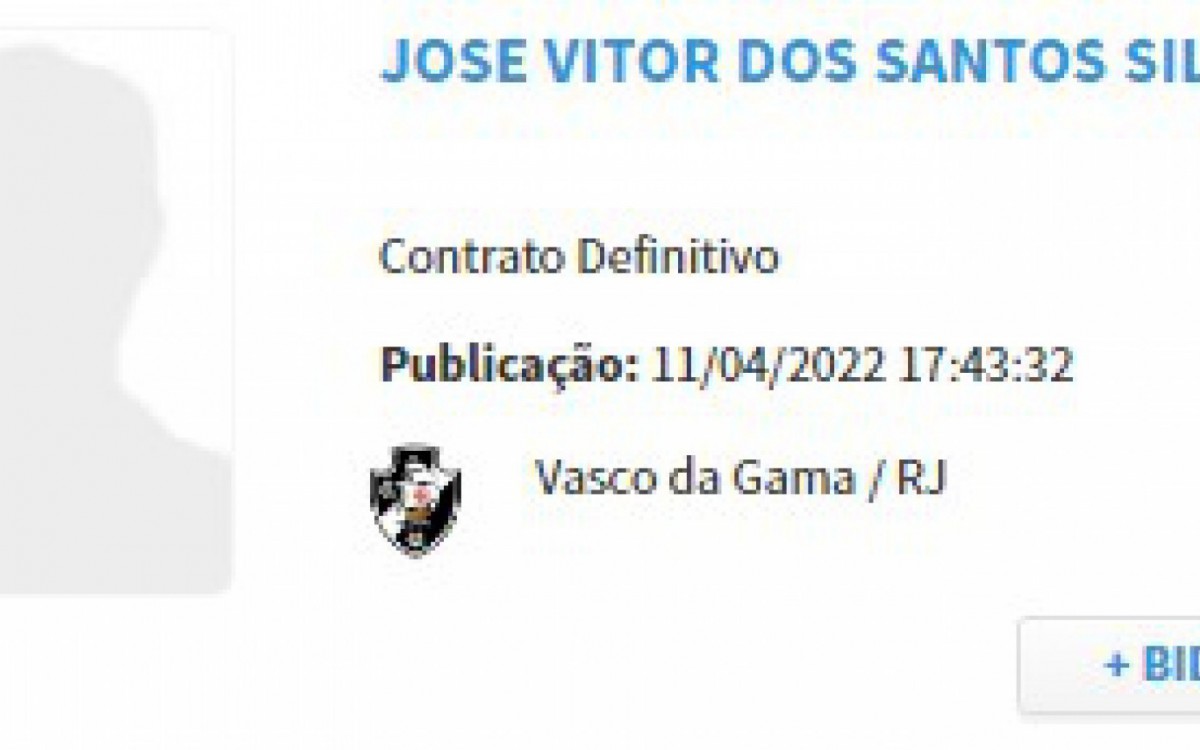 Z&eacute; Vitor tem nome publicado no BID da CBF