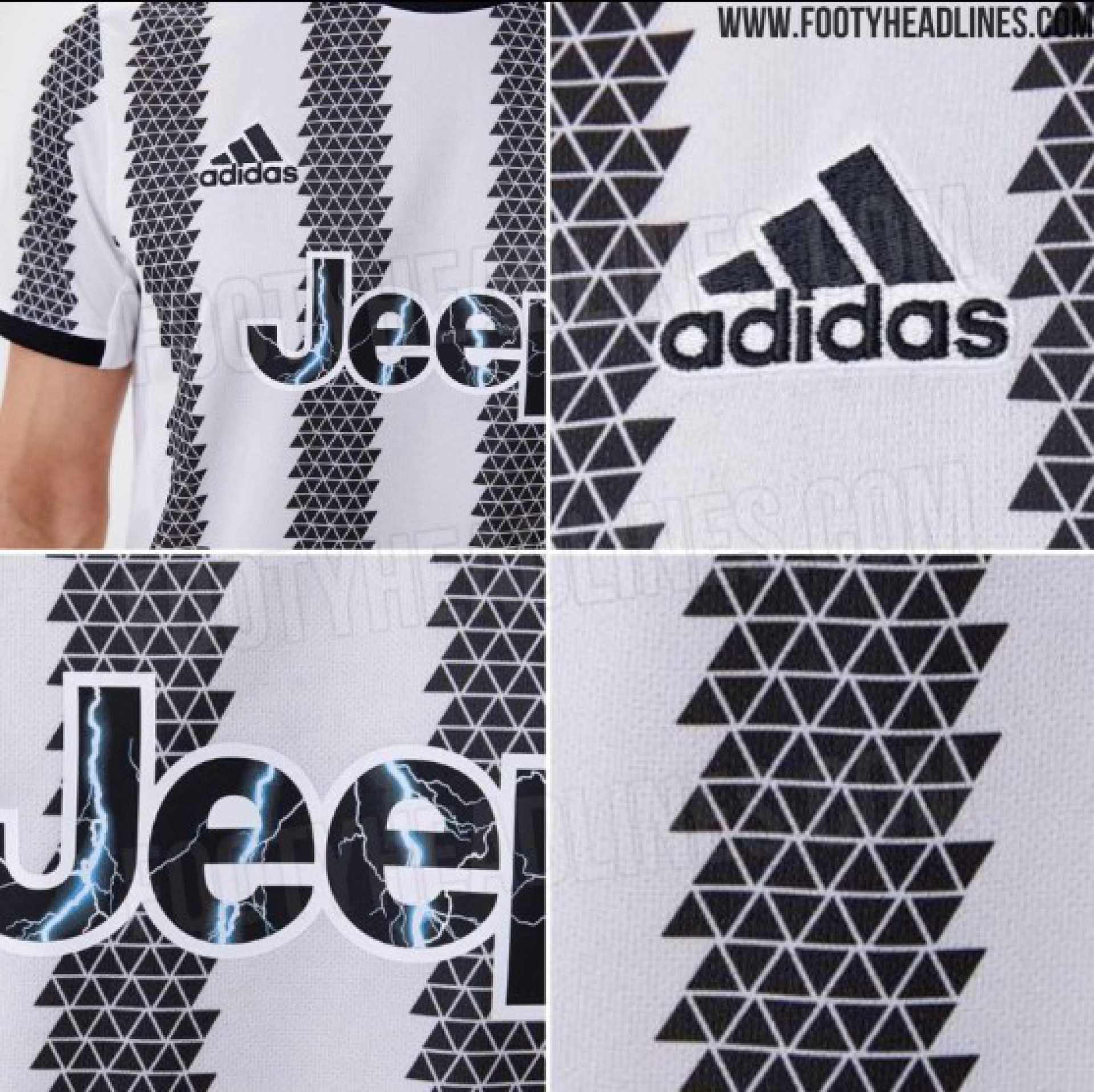 Detalhes da camisa da Juventus para a temporada 2022/23 - Reprodu&ccedil;&atilde;o/FootyHeadlines