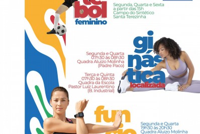 Inscrições abertas: aulas de futebol feminino, ginástica localizada e funcional
