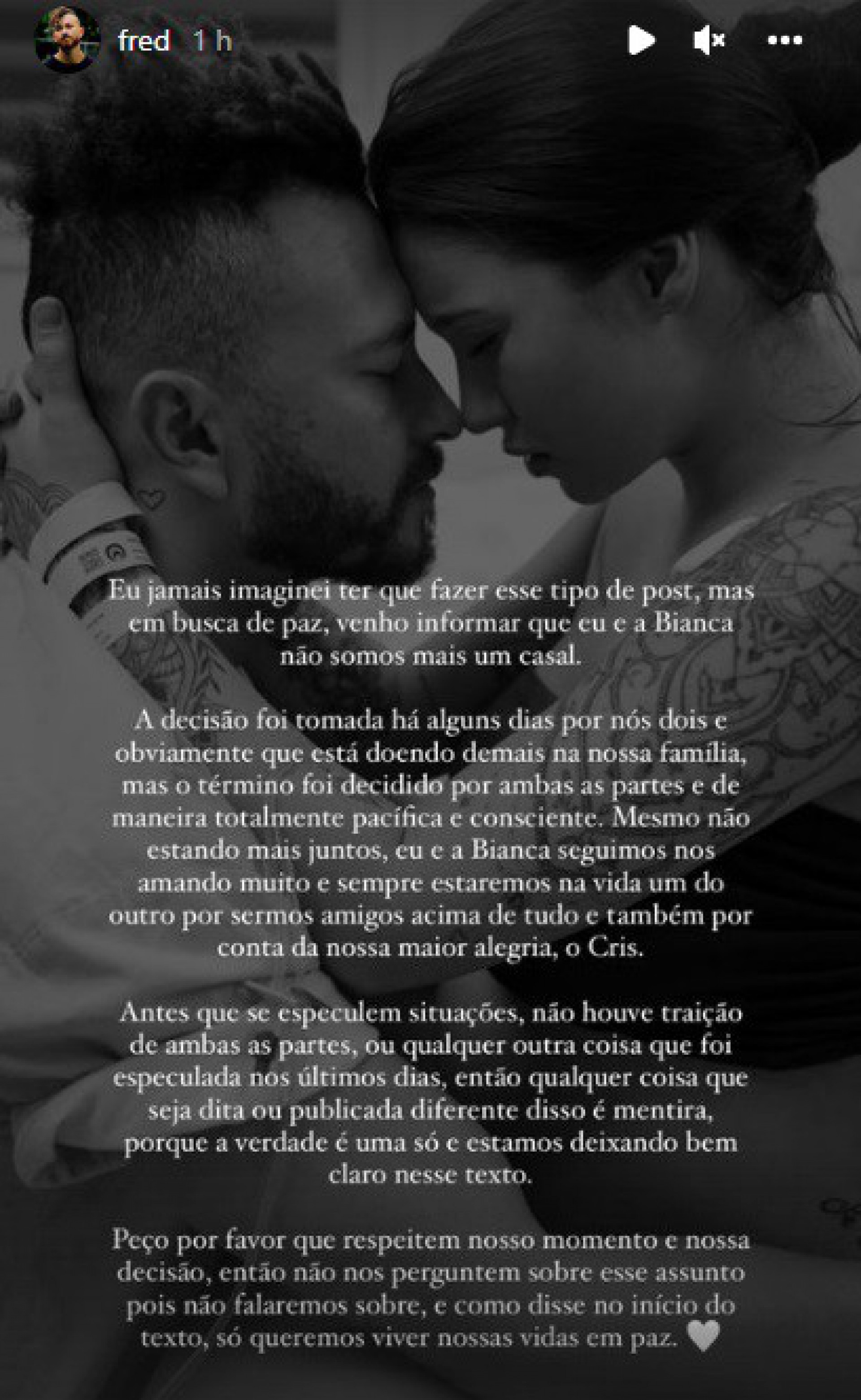 Fred anunciou o fim da relação com Bianca Andrade - Reprodução/Instagram
