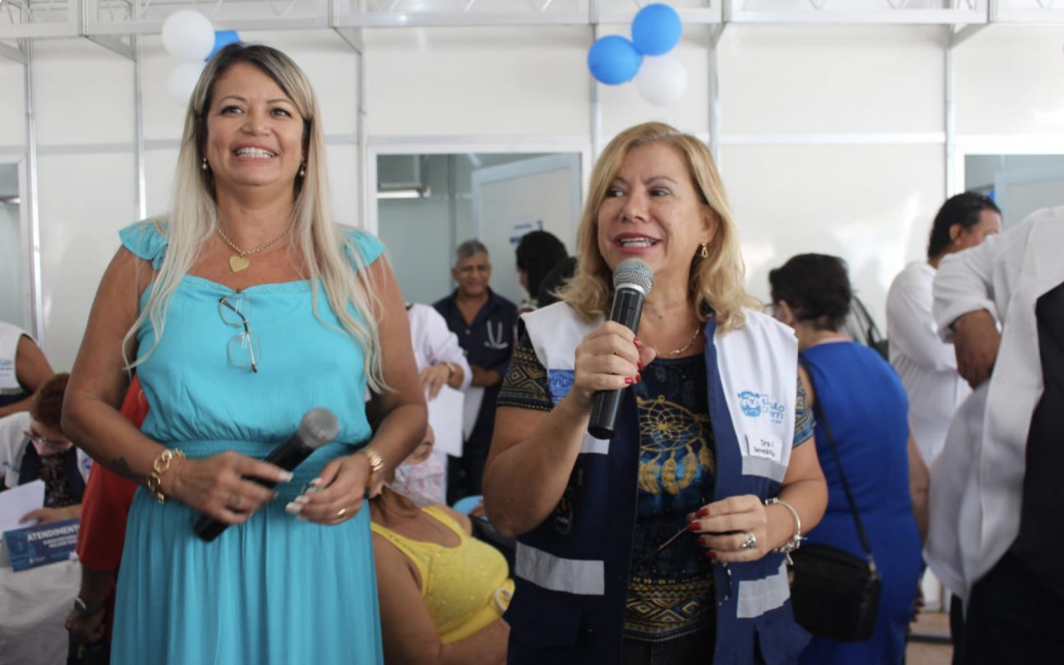 Da esquerda para a direita: Subsecret&aacute;ria da Melhor Idade M&aacute;rcia Real e a Secret&aacute;ria de Sa&uacute;de M&aacute;rcia Lucas