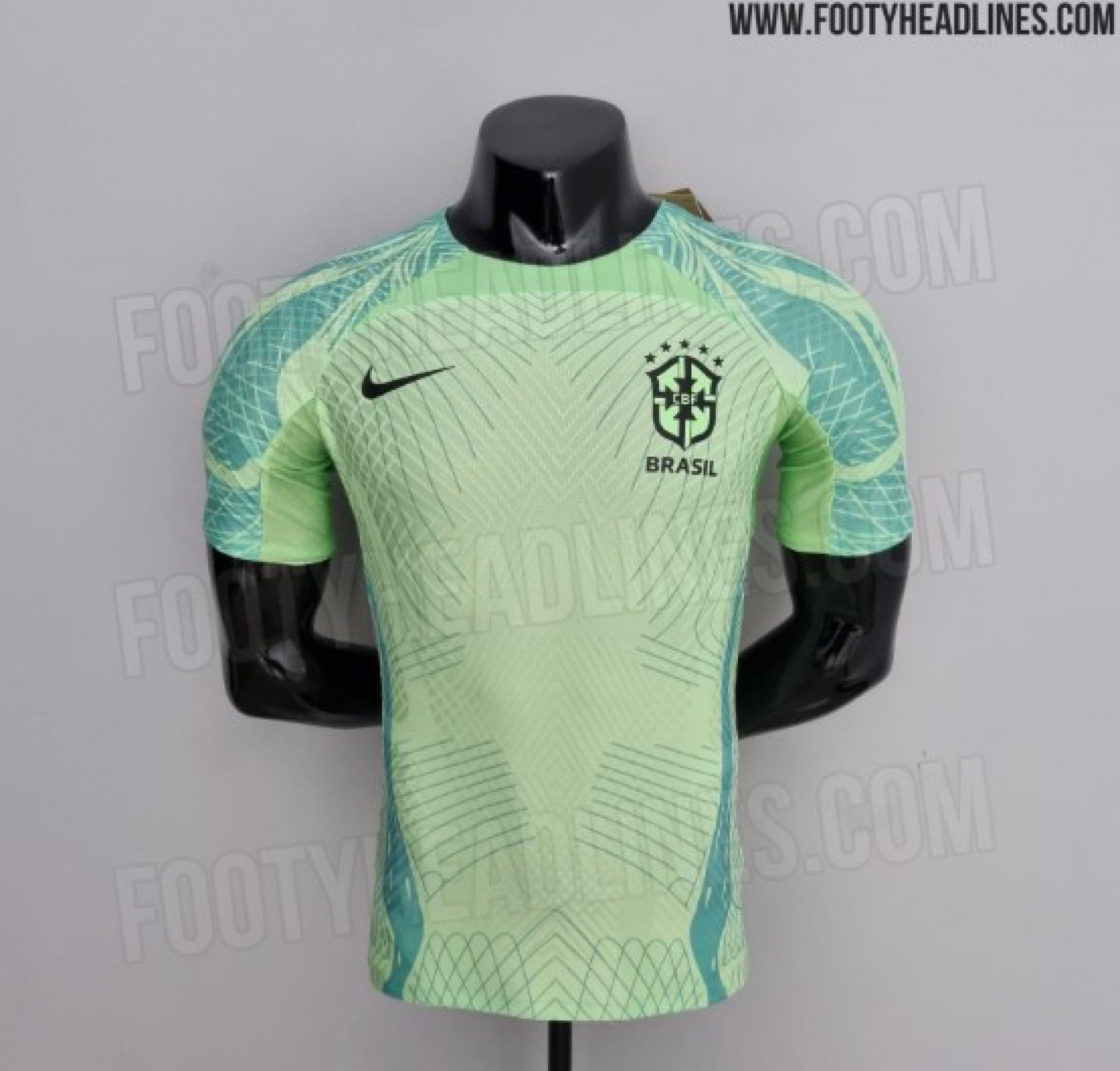 Detalhes da nova camisa de treino da Seleção Brasileira - Reprodução/FootyHeadlines