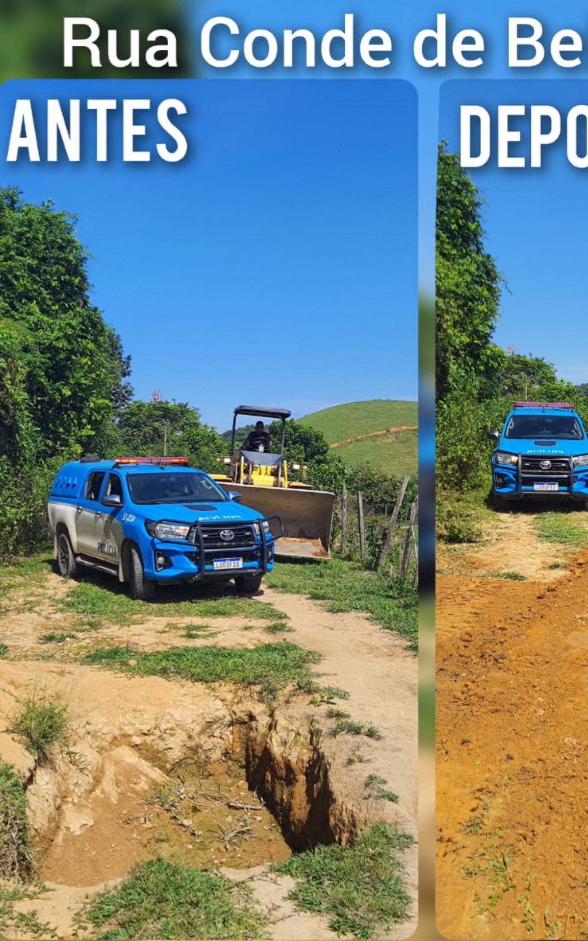 Operação aconteceu na comunidade da Lagoa. Foi preciso utilizar retroescavadeira para retirada das barricadas e crateras.