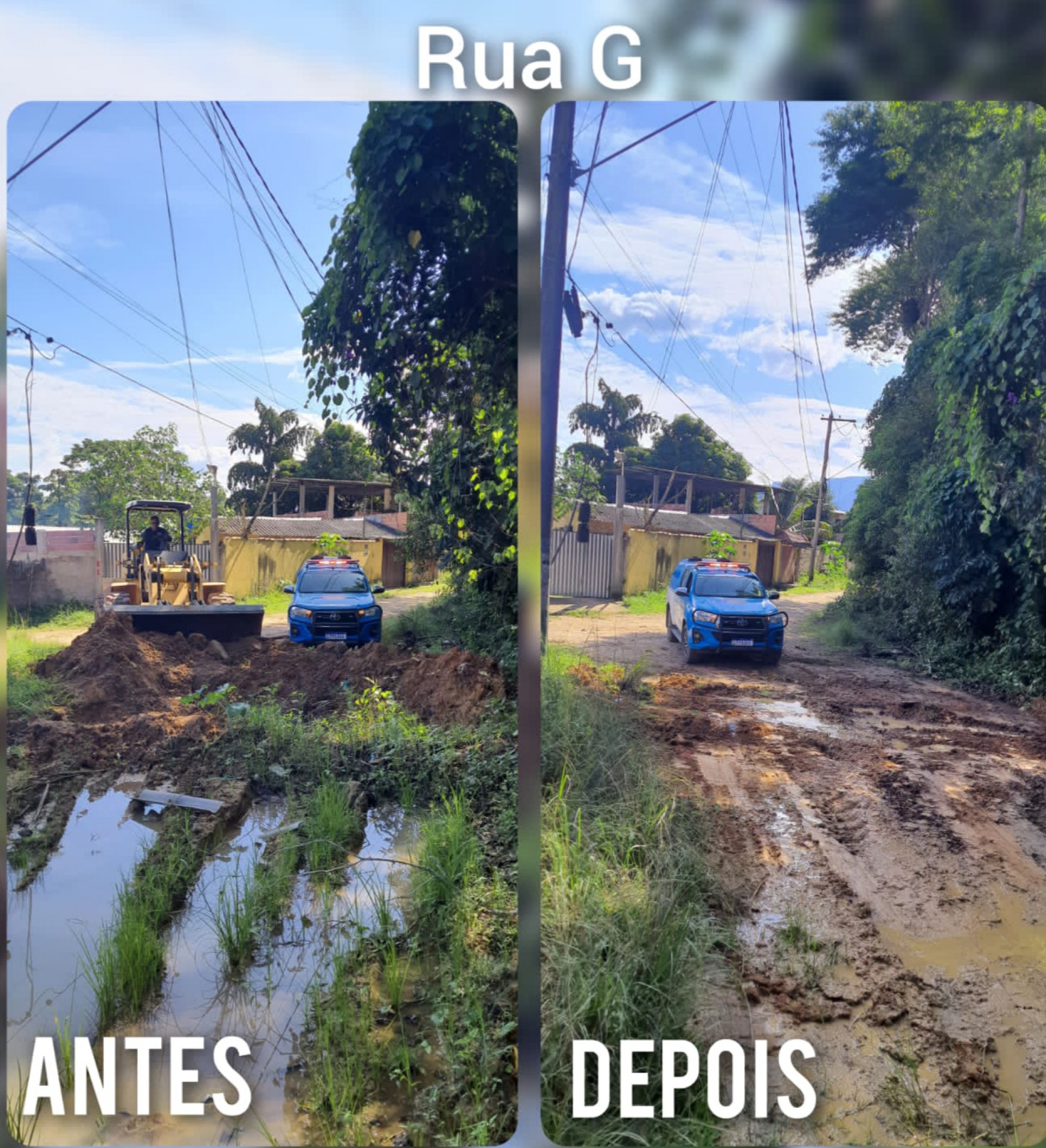Opera&ccedil;&atilde;o aconteceu na comunidade da Lagoa. Foi preciso utilizar retroescavadeira para retirada das barricadas e crateras.  - PMRJ.