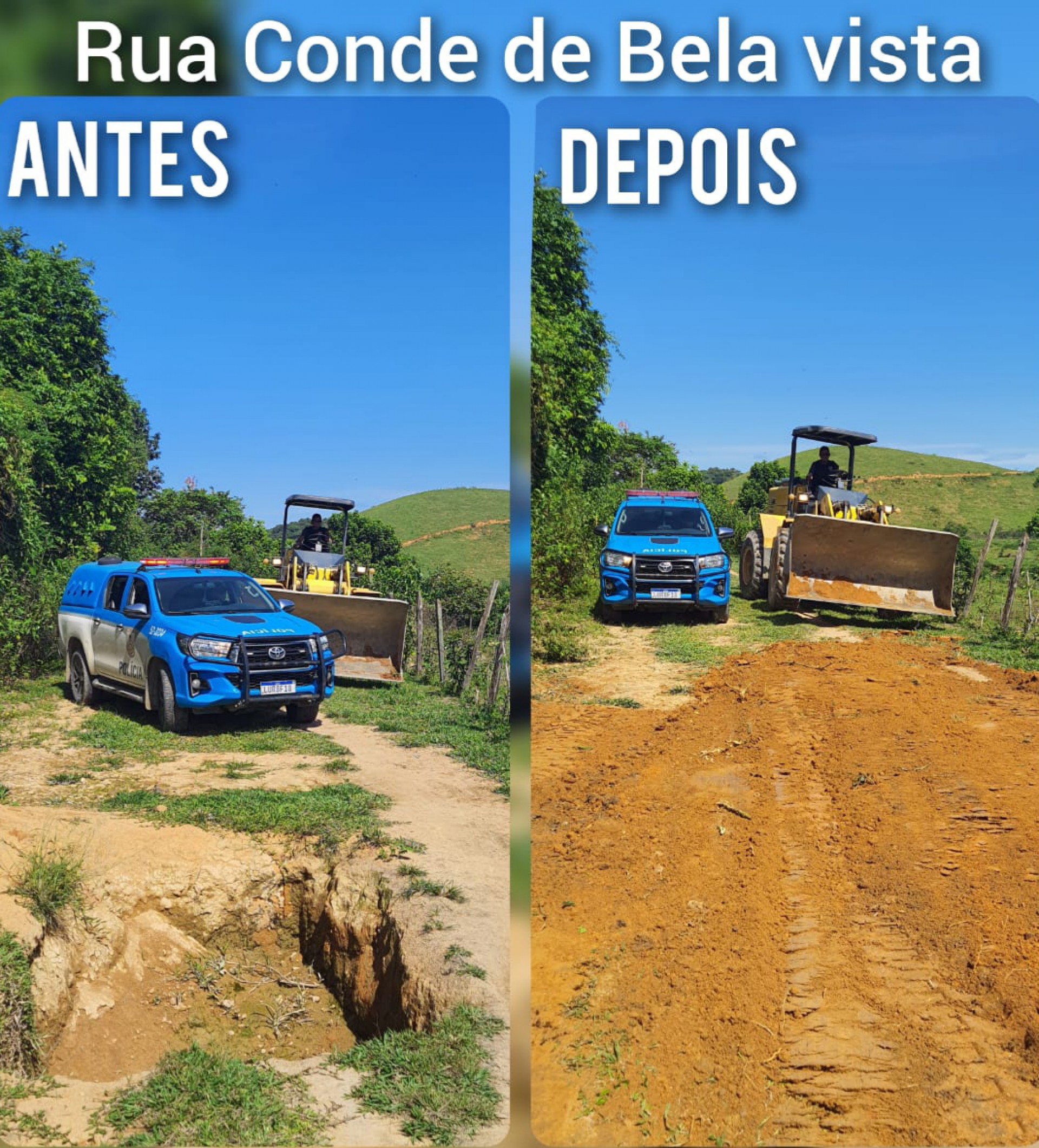 Opera&ccedil;&atilde;o aconteceu na comunidade da Lagoa. Foi preciso utilizar retroescavadeira para retirada das barricadas e crateras.  - PMRJ.