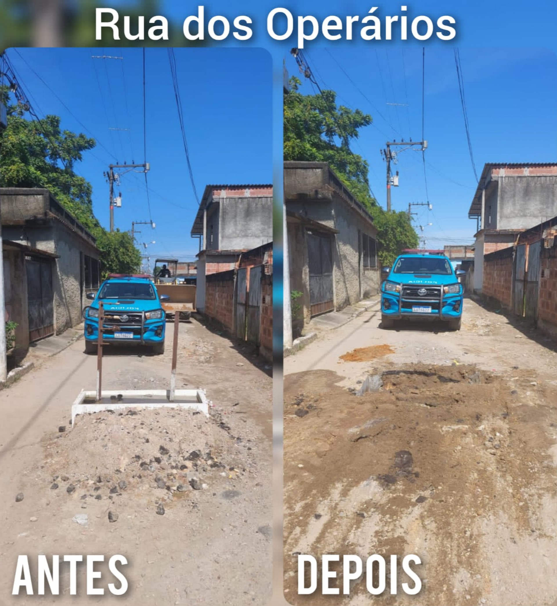 Opera&ccedil;&atilde;o aconteceu na comunidade da Lagoa. Foi preciso utilizar retroescavadeira para retirada das barricadas e crateras.  - PMRJ.