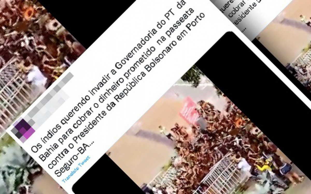 Ind&iacute;genas protestaram por pautas educacionais na porta do governo da Bahia. Postagem que sugere interpreta&ccedil;&atilde;o diversa &eacute; enganosa