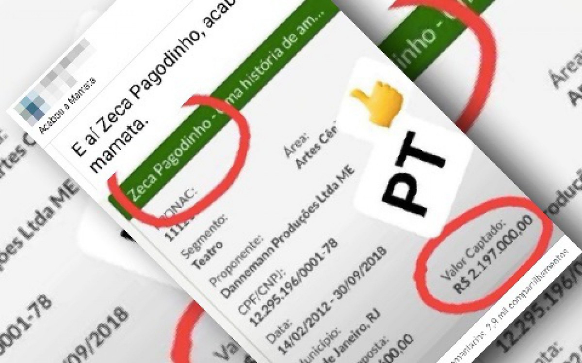 Zeca Pagodinho n&atilde;o recebeu milh&otilde;es da Lei Rouanet por pe&ccedil;a teatral