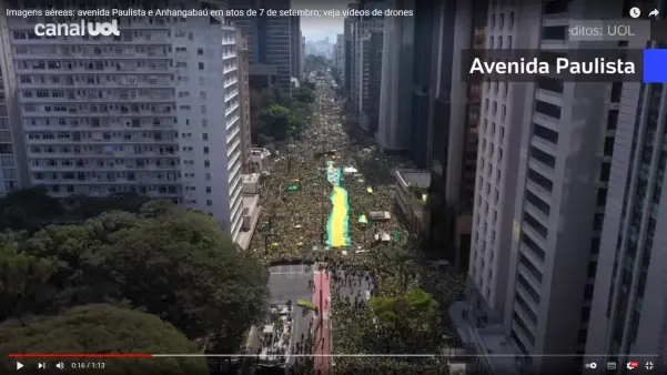 Frame de video publicado pelo UOL mostrando a faixa verde e amarela - Reprodução