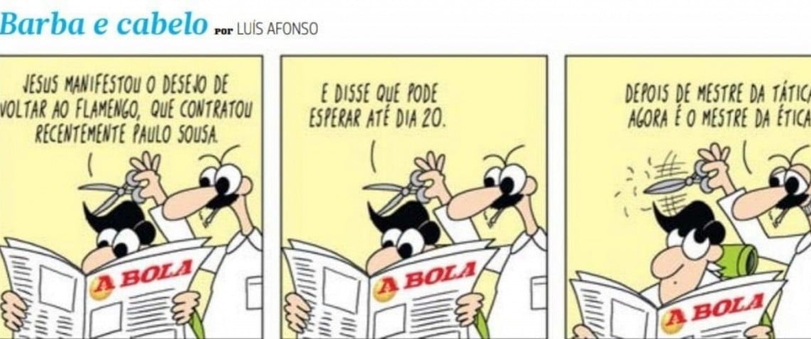 Tirinha do jornal português ironiza fala de Jorge Jesus - Divulgação/ A Bola