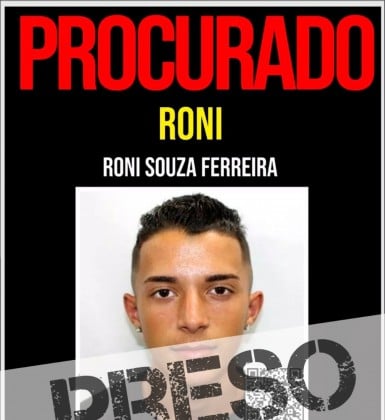 O Disque Denúncia divulgou o cartaz da prisão de Roni na manhã desta sexta-feira (6) - Foto: Divulgação