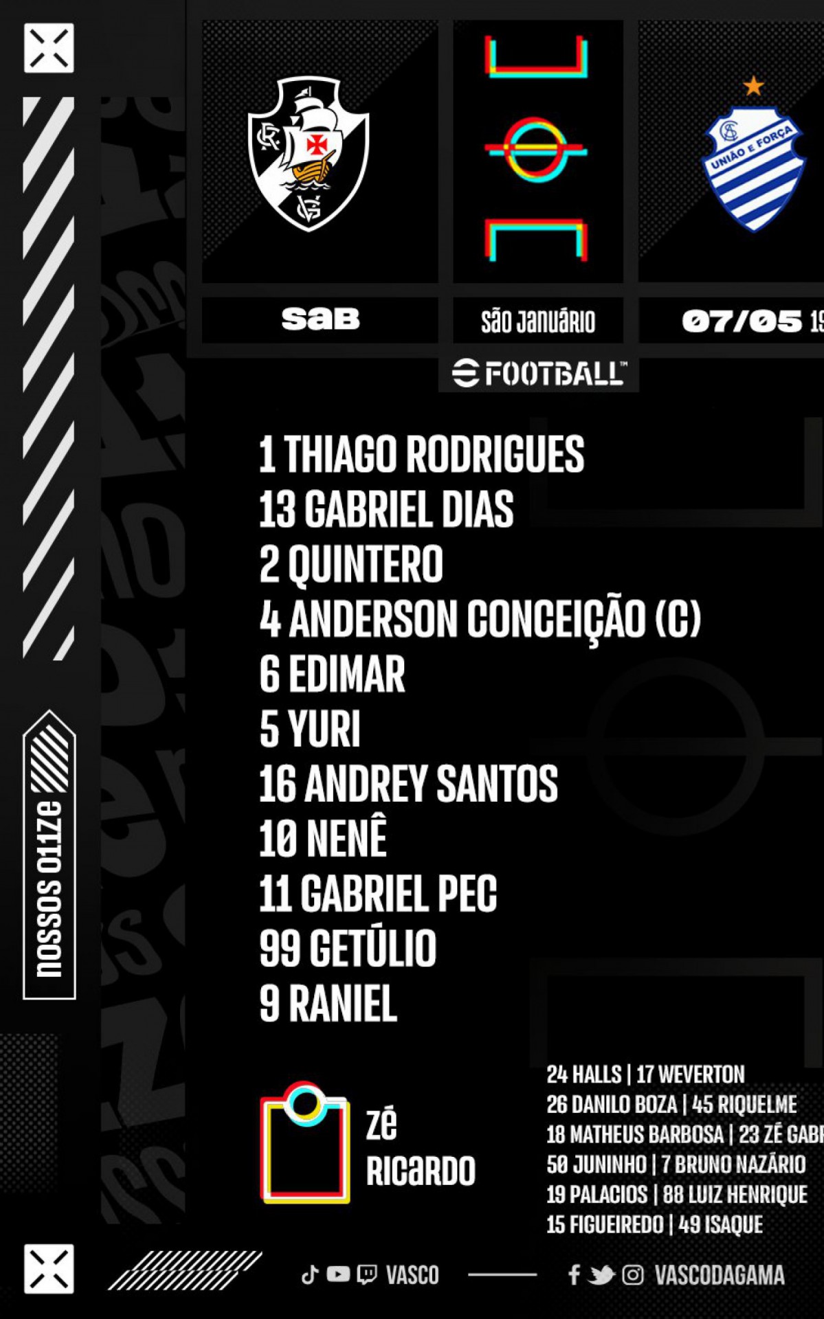 Escala&ccedil;&atilde;o do Vasco para o confronto contra o CSA pela S&eacute;rie B