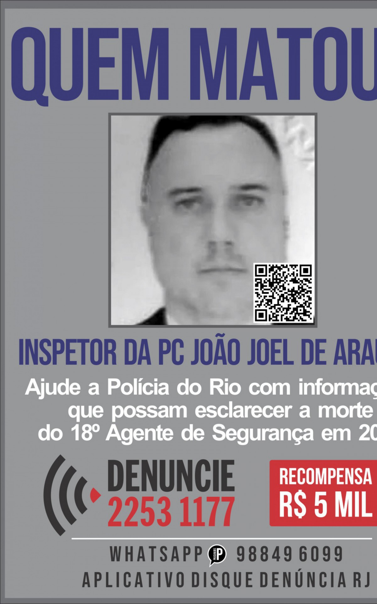 Portal dos Procurados pede informa&ccedil;&otilde;es sobre os envolvidos na morte de inspetor da Policia Civil do Rio