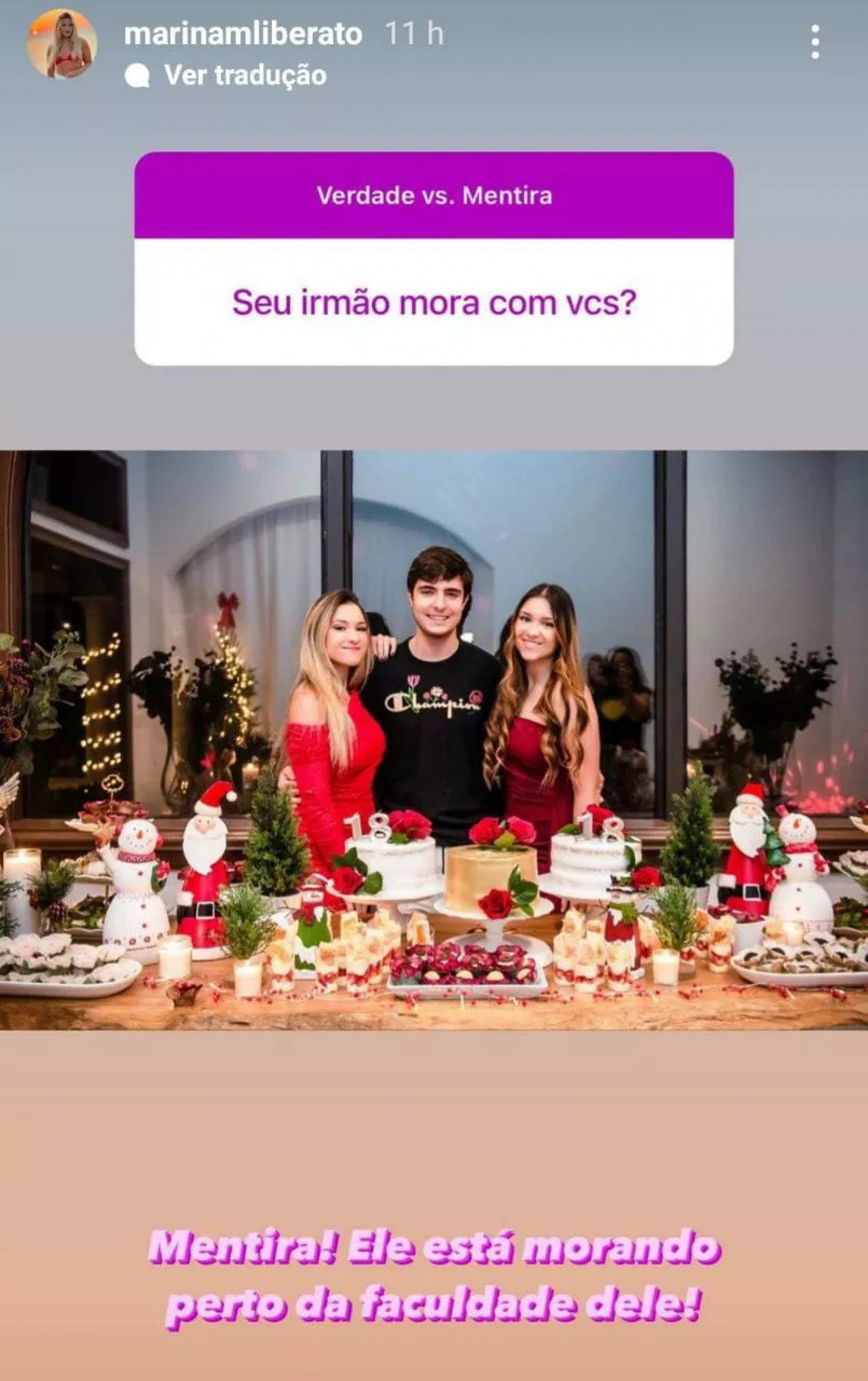 Marina Liberato, filha de Gugu Liberato, nega estar brigada com o irmão, João Augusto - Reprodução Internet