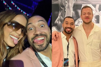 Encontro de milhões! Gil do Vigor posa com Anitta e vocalista do Imagine Dragons nos EUA
