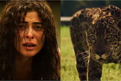 Juliana Paes visita onça que contracenou com ela na novela 