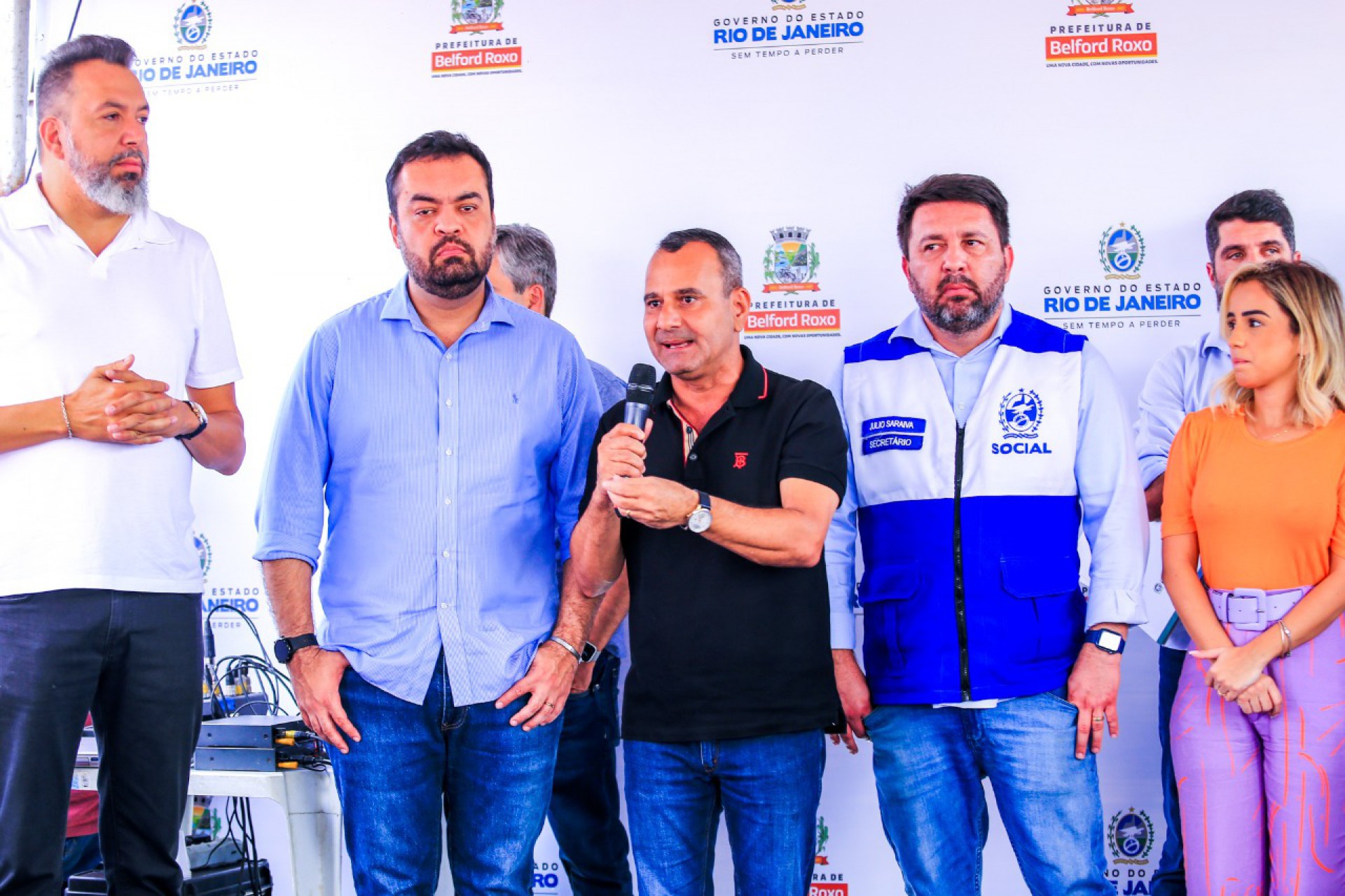 O prefeito Waguinho destacou que o governador Cl&aacute;udio castro visitou o munic&iacute;pio no dia da enchente e sempre ajudou Belford Roxo - Rafael Barreto / PMBR