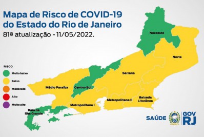 Mapa de risco Covid-19: Em bandeira amarela, Estado do Rio tem queda de 42% nas internações e de 71% no número de óbitos