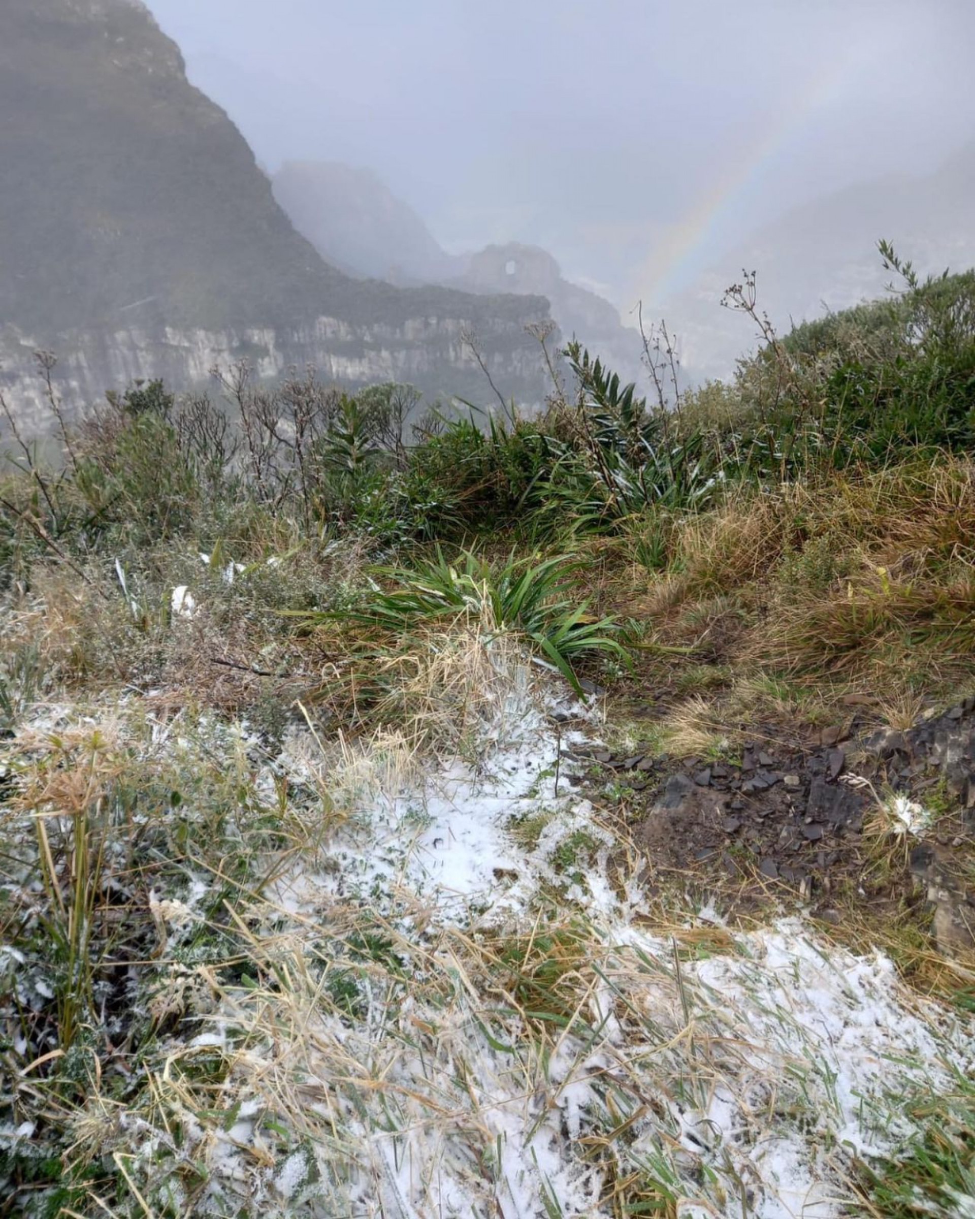 Moradores fizeram registros da neve no local - Reprodução