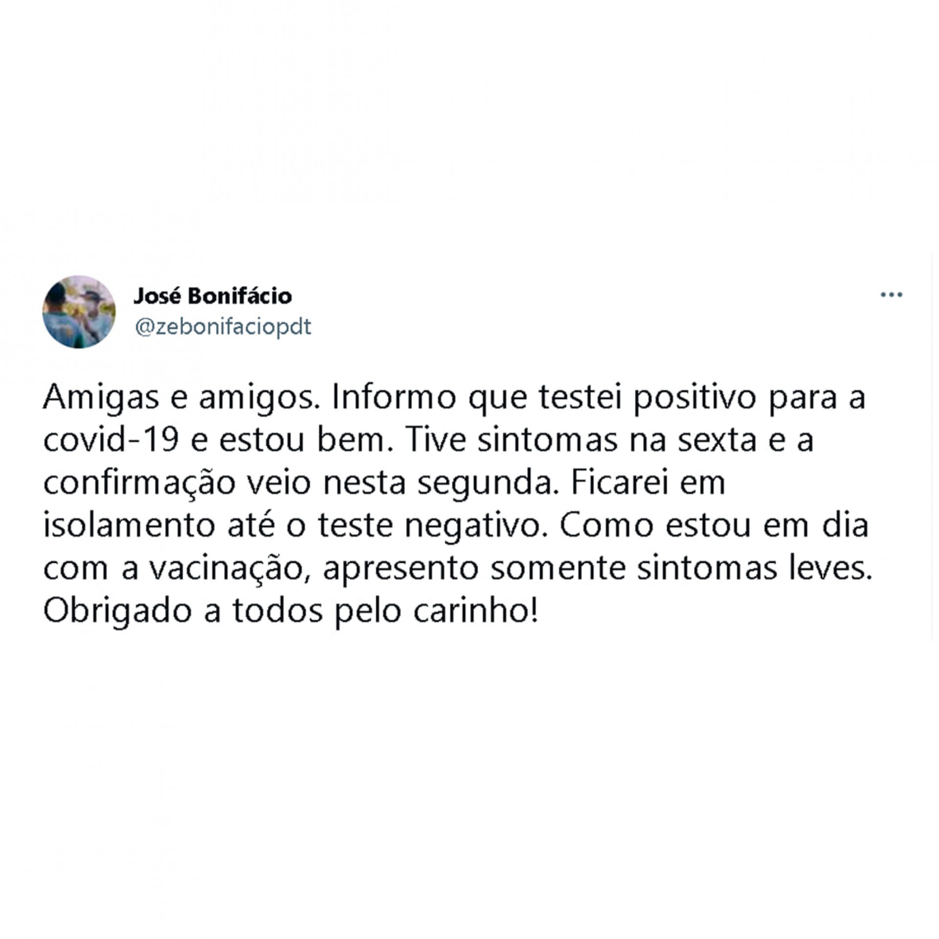 Essa é a segunda vez que o Prefeito testou positivo para a doença - Reprodução/ redes sociais