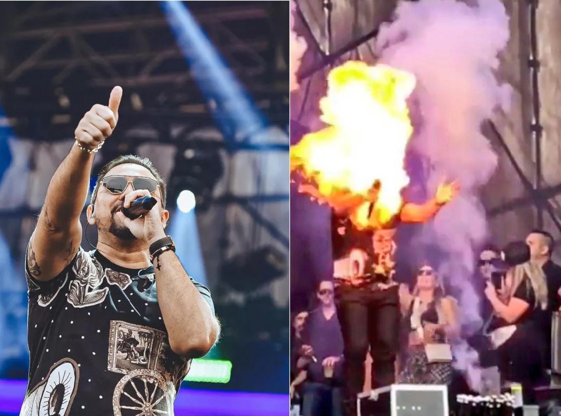 Durante show, Xand Avião foi atingido por uma chama de fogo - Reprodução