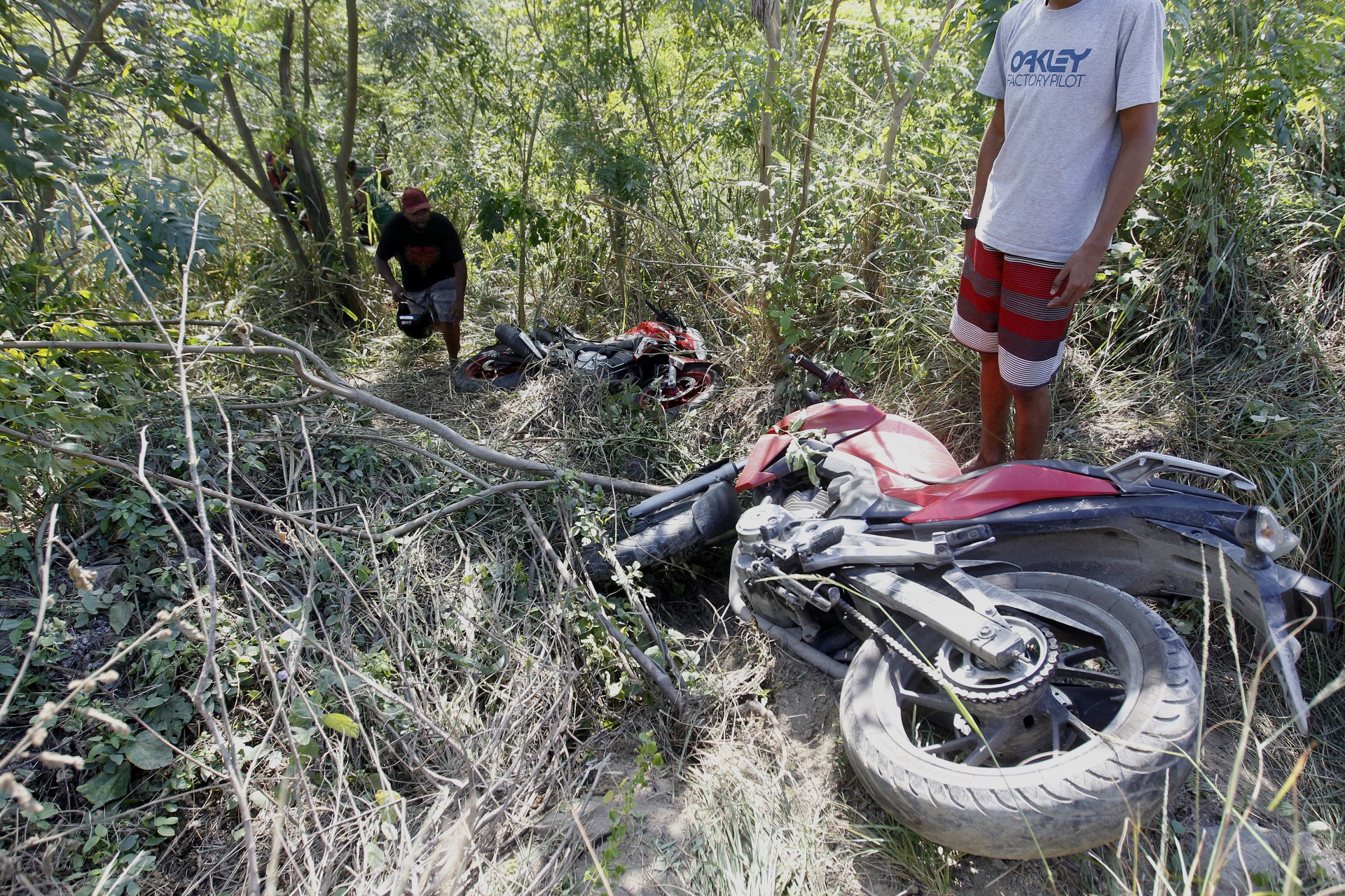 Motocicletas abandonadas em &aacute;rea de mata na regi&atilde;o do Complexo da Penha - Reginaldo Pimenta / Ag&ecirc;ncia O Dia