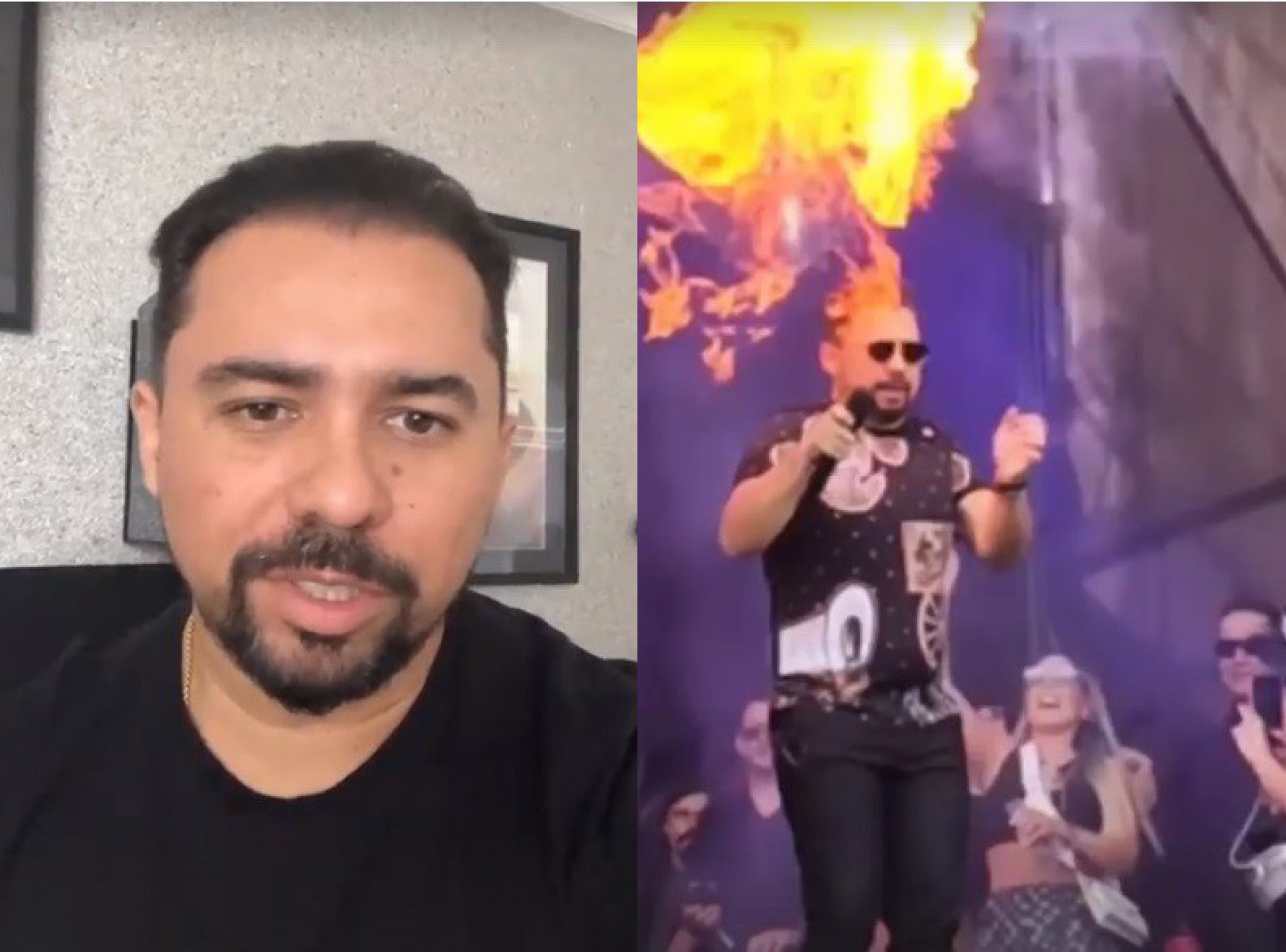 Xand Avião comentou susto ao ser atingido por chama em show  - Reprodução/Instagram