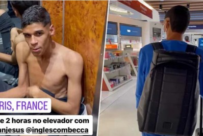 Que fase! Em viagem pela Europa, Luva de Pedreiro fica preso em elevador